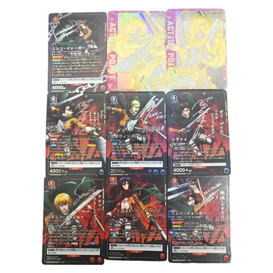 Proxy Union Arena Attack on Titan Action Points Eren & Levi con Bonus Jean Card Nuevo Japan Card Gold Rare Signed TCG Anime Card