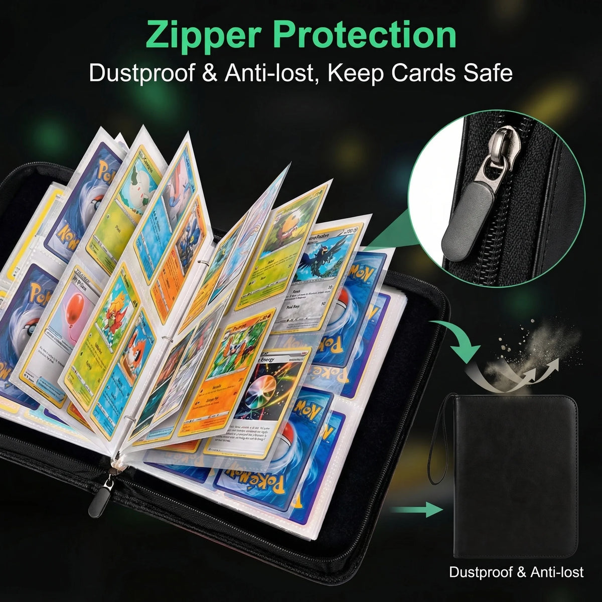 400pcs Anime ONE PIECE Zipper Card Album Book Collection Card Storage Folder Hold Zoro Luffy Game Cards Binder Holder Protector