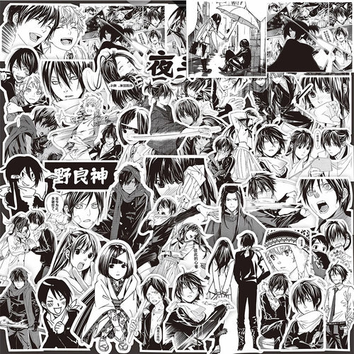 10/30/75pcs Noragami Anime YATO Stickers Cool Black White Manga Decals