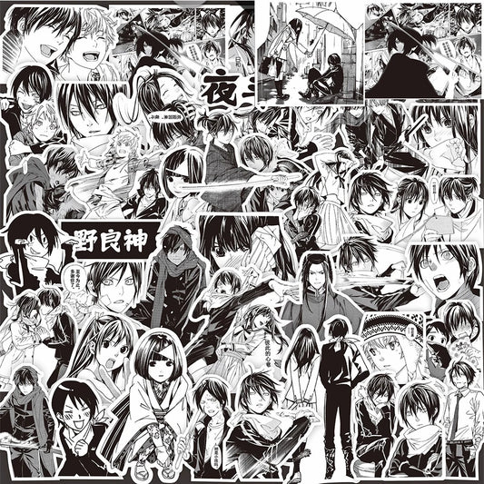 10/30/75pcs Noragami Anime YATO Stickers Cool Black White Manga Decals