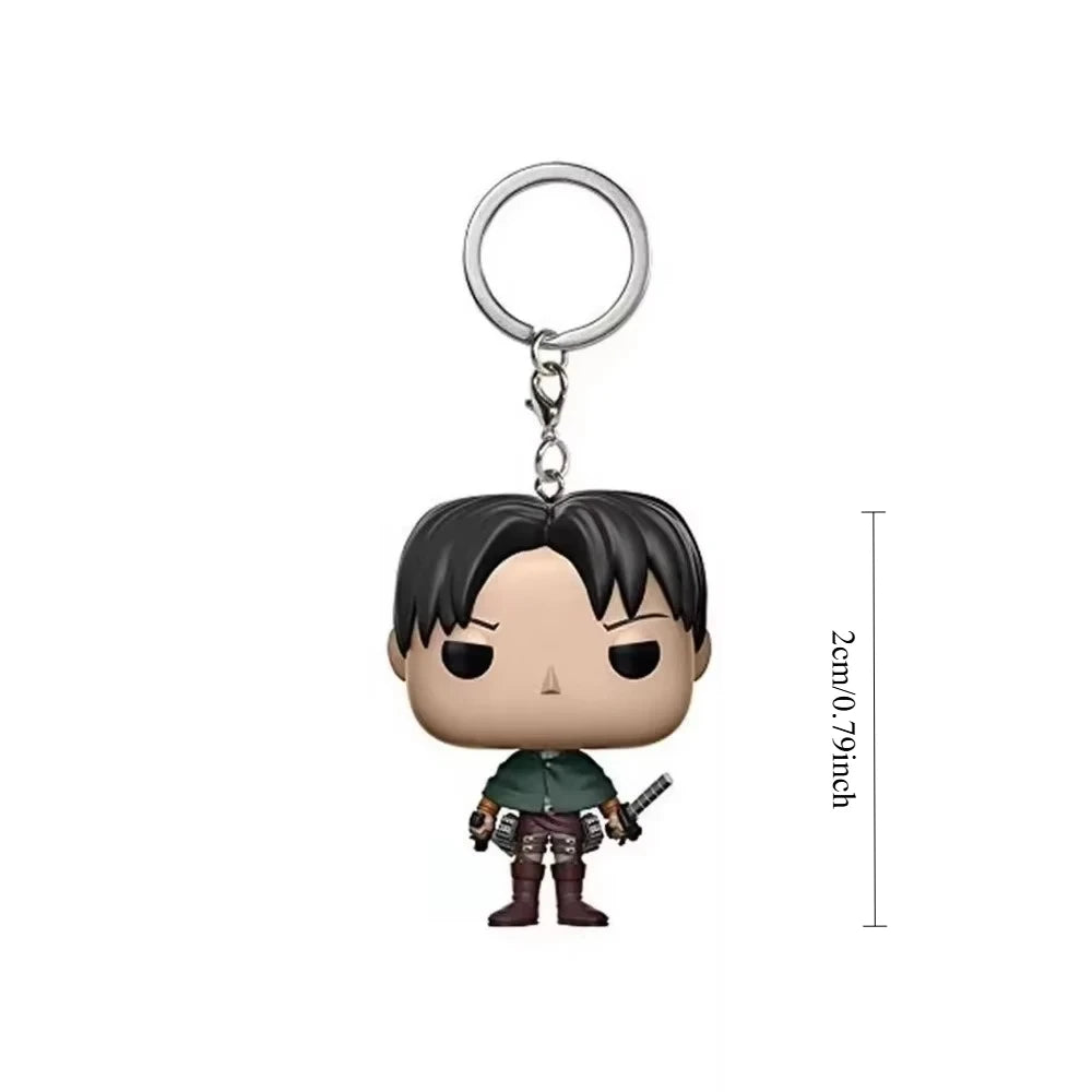Attack on Titan Levi Ackerman Keychain Mini Figure Keyring for Backpack & Keys