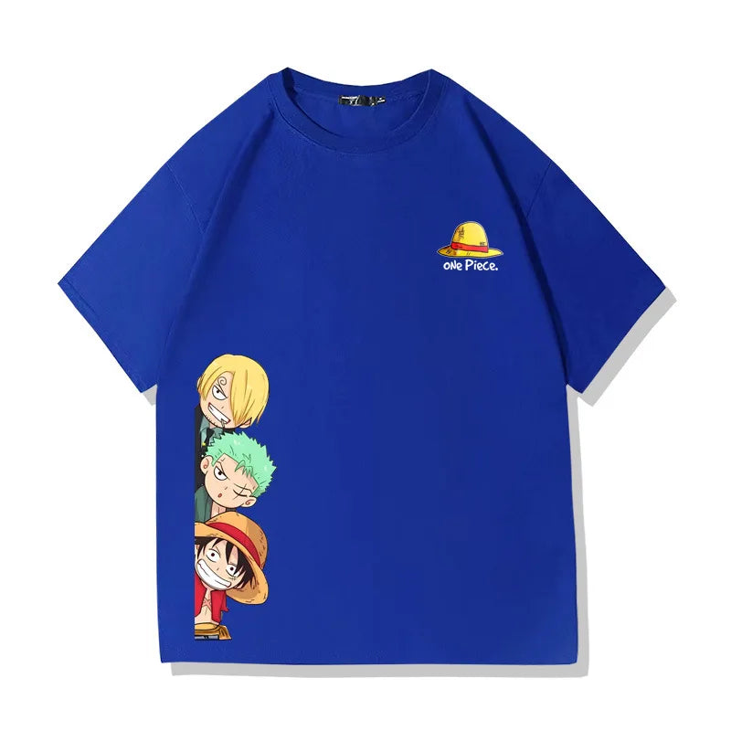 One Piece Straw Hat Pirates Unisex T-shirt 2026 Summer New Popular Anime Printed American Casual Family Short Sleeved Top