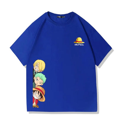 One Piece Straw Hat Pirates Unisex T-shirt 2026 Summer New Popular Anime Printed American Casual Family Short Sleeved Top