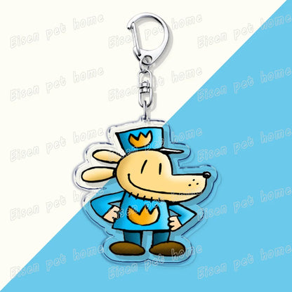 Dog Man Cat Keychain