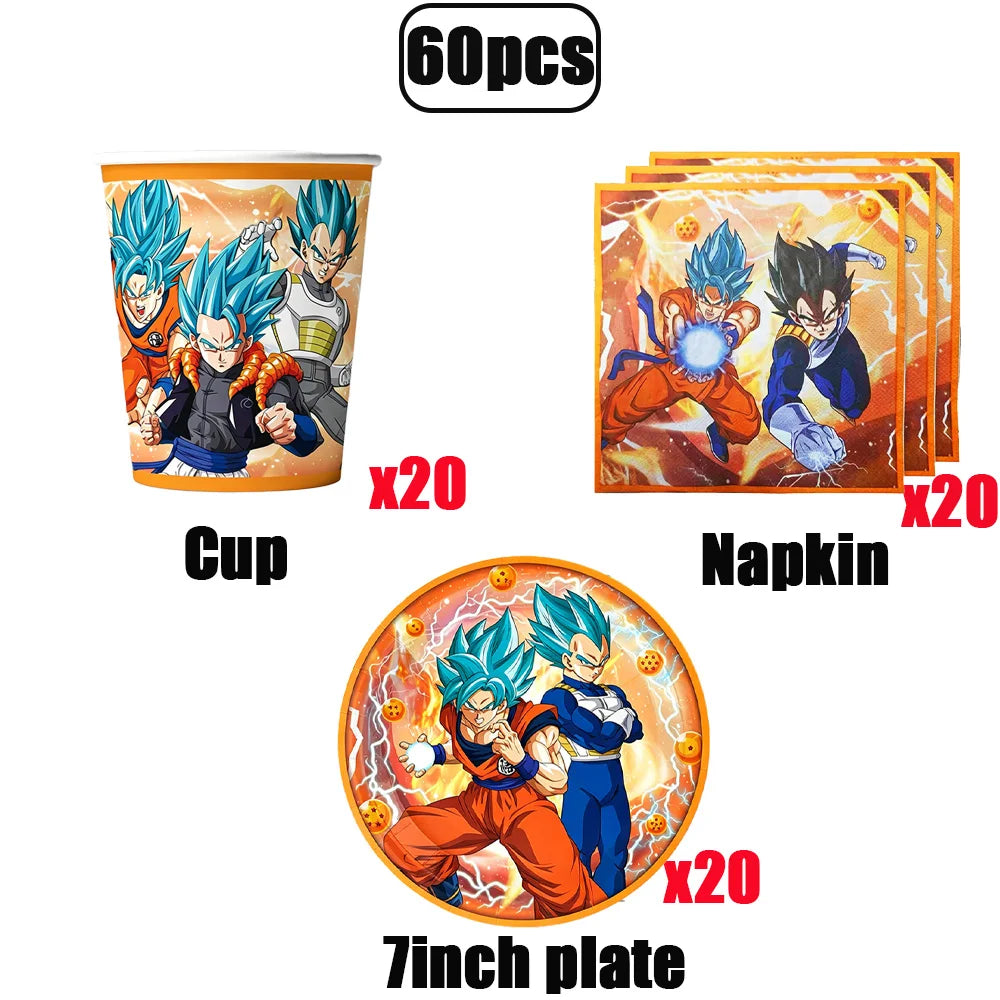 Dragon Ball Birthday Party Decorations Party Supplies Tablecloths Paper Cup Plates Napkin Gift Bags Banners Baby Birthday Shower