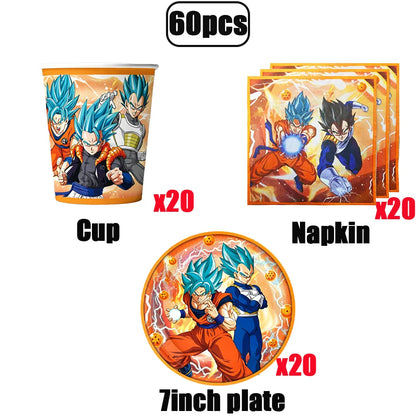 Dragon Ball Birthday Party Decorations Party Supplies Tablecloths Paper Cup Plates Napkin Gift Bags Banners Baby Birthday Shower