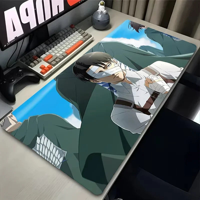Japan Anime Mousepad PC Gamer Cabinet Keyboard Rug XXL Levi Ackerman Extended Desk Mat Laptop Attack on Titan Mouse Pad Carpet