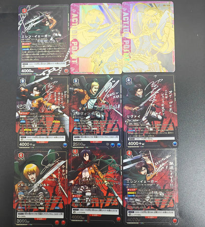 Proxy Union Arena Attack on Titan Action Points Eren & Levi con Bonus Jean Card Nuevo Japan Card Gold Rare Signed TCG Anime Card