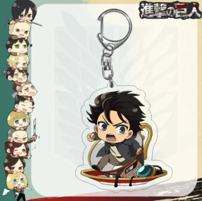 Acrylic Keychain for Attack On Titan Levi Annie Erwin Historia Hange Chibi Version Acrylic Key Buckle Anime Decoration Pendant
