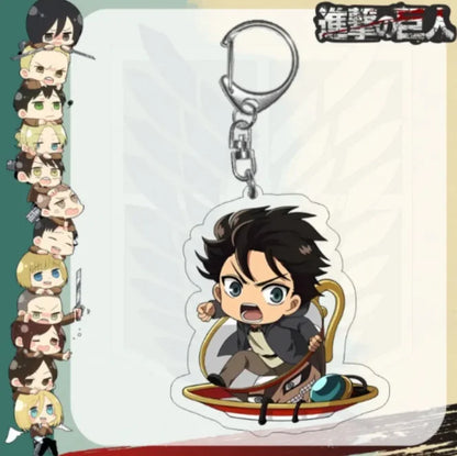 Acrylic Keychain for Attack On Titan Levi Annie Erwin Historia Hange Chibi Version Acrylic Key Buckle Anime Decoration Pendant