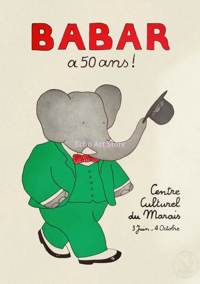 Babar Family Car Canvas Poster