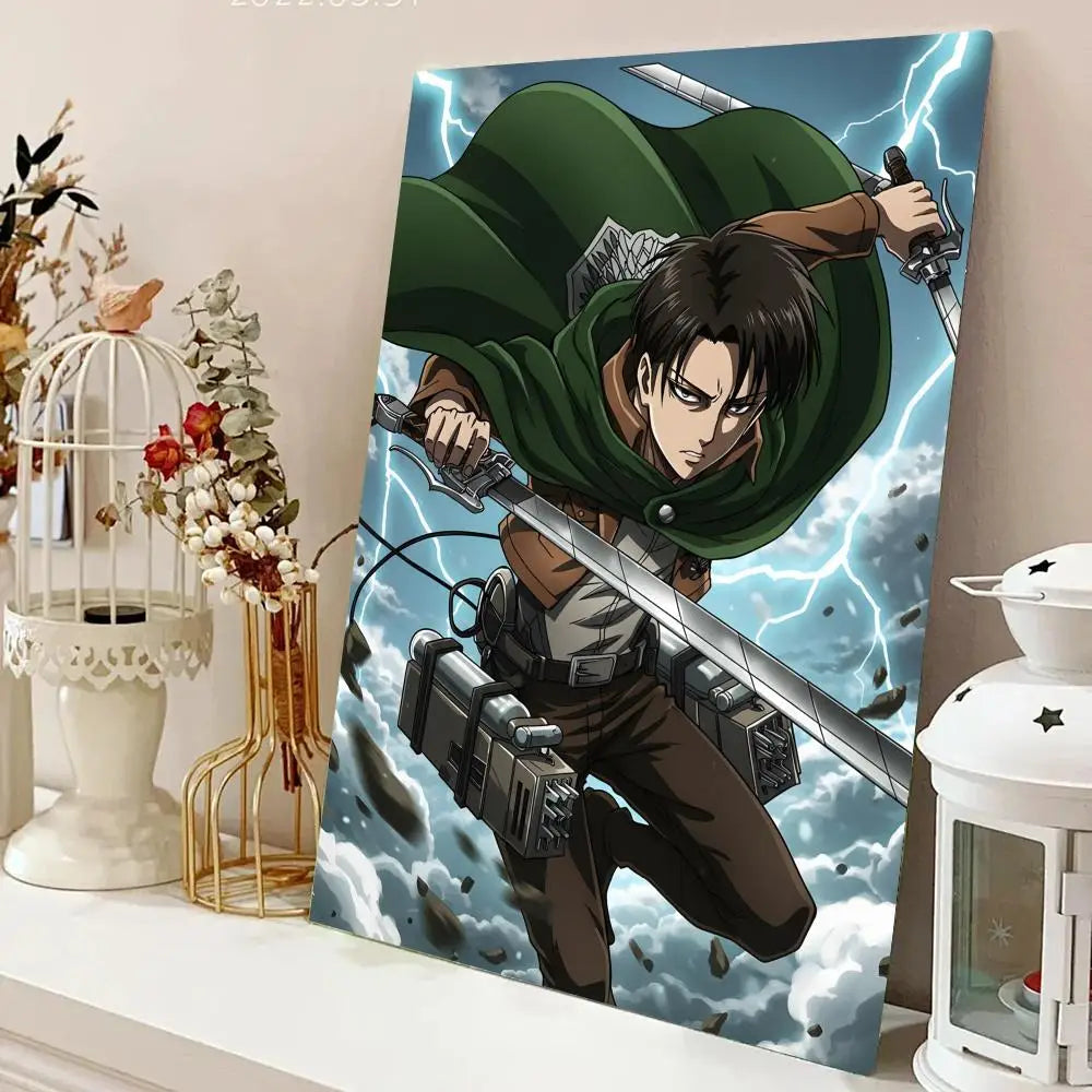 AZNM Attack on Titan Anime Canvas Wall Art, Levi Ackerman Print, Shingeki no Kyojin Home Decor Poster