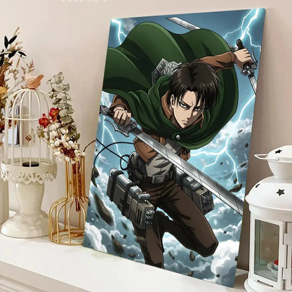 AZNM Attack on Titan Anime Canvas Wall Art, Levi Ackerman Print, Shingeki no Kyojin Home Decor Poster
