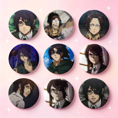 Hange Zoe Attack On Titan Anime Badges 25 32 44 58 75 Mm Round Cosplay Pin Bag Decor Fans Collect Friends Gifts Brooch Souvenir