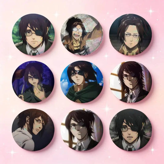 Hange Zoe Attack On Titan Anime Badges 25 32 44 58 75 Mm Round Cosplay Pin Bag Decor Fans Collect Friends Gifts Brooch Souvenir