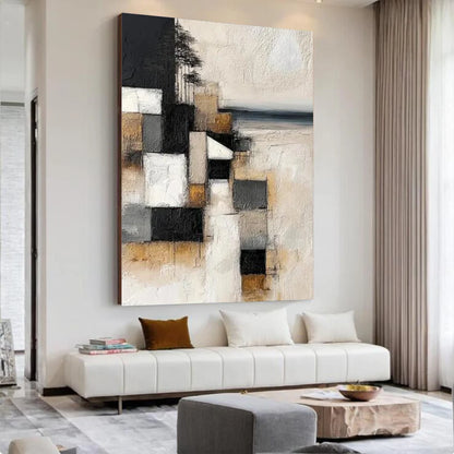 Large Picture Abstract Oil Painting on Canvas - Handmade Art Knife Drawing Wall Images for Home Living Room Decor Mural Artwork