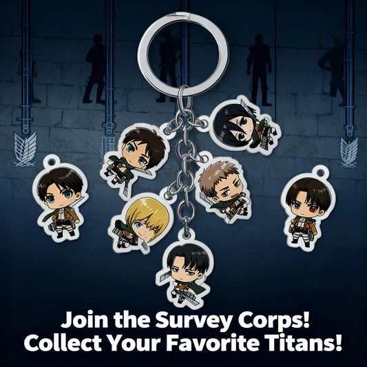 Attack on Titan Acrylic Double Sided Transparent Keychain Set of 5 Anime Accessories Pendant Souvenirs Gift for Fans Collection