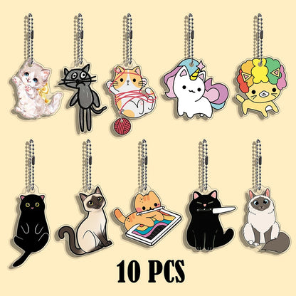 10/50 pcs/set Funny Cat Character Keychain Student Gift Bag
