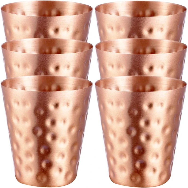 6cs 8Pcs New 100% Copper Cups Pure Solid  Moscow Mule PURE Copper Mugs-Shaped 2oz Cocktail Cups Beer Milk Mug Drinkware