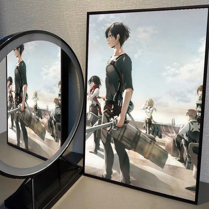 1pc Anime Attack On Titan Poster Self-adhesive Art Waterproof Paper Sticker Coffee House Bar Room Wall Decor
