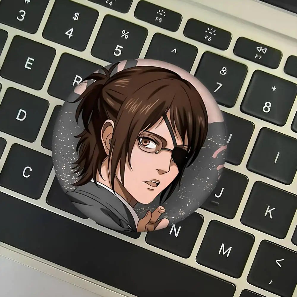 1pc Hange Zoe Attack On Titan Anime Cartoon Style Badge Brooches On Backpack Decoration Round Enamel Pins For Accessorys