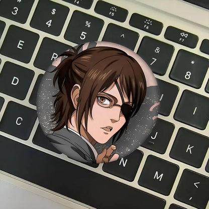 1pc Hange Zoe Attack On Titan Anime Cartoon Style Badge Brooches On Backpack Decoration Round Enamel Pins For Accessorys