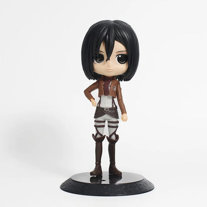 14cm Anime Attack on Titan Figure Eren Yeager Action Figure Levi Ackerman/ Mikasa Ackerman Figurine Qposket Model Doll Toys Gift