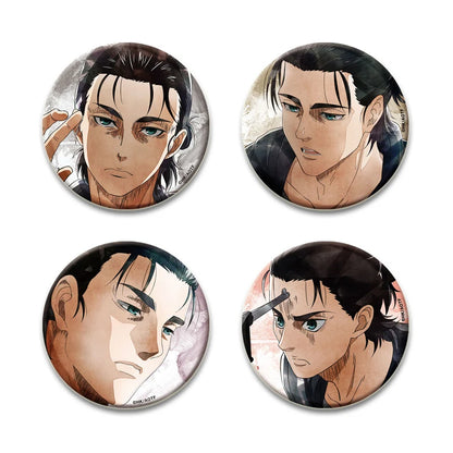 Eren Levi Armin Arlert Erwin Cartoon Badge Attack on Titan Brooches on Backpack Clothes Handmade Round Pins for Gift Accessory