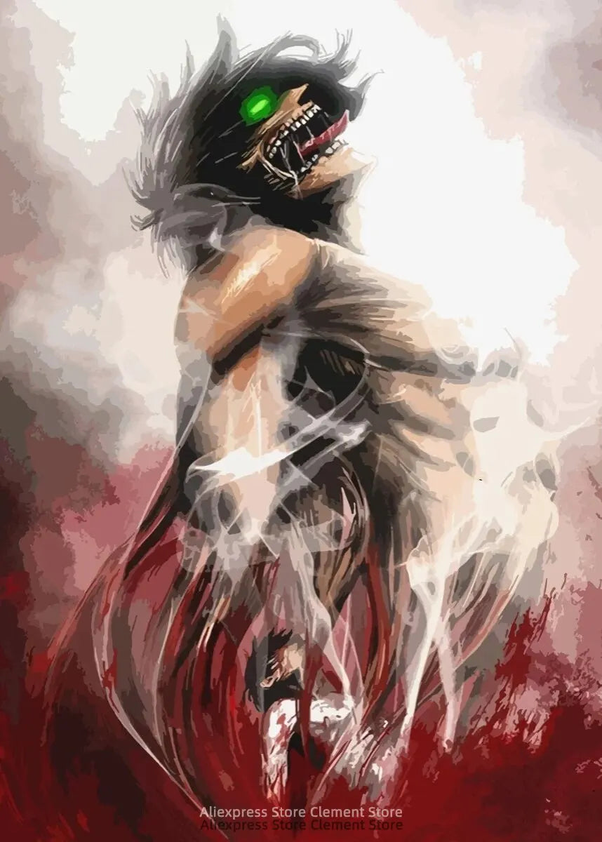 Shingeki no Kyojin Eren Yeager Attack on Titan Anime Poster  Canvas Prints  Wall Decor