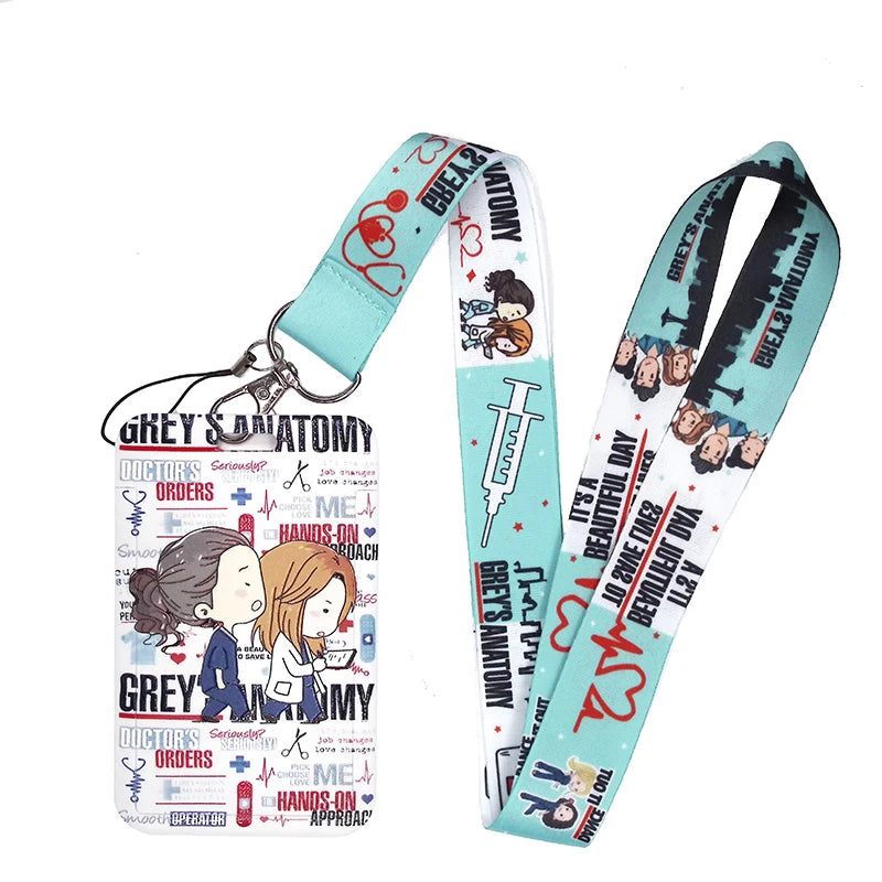100 Styles Anatomy Credential Holder Keychains Neck Lanyard Pass Card Anime Credit Card Holder Keychain Straps Wholesale