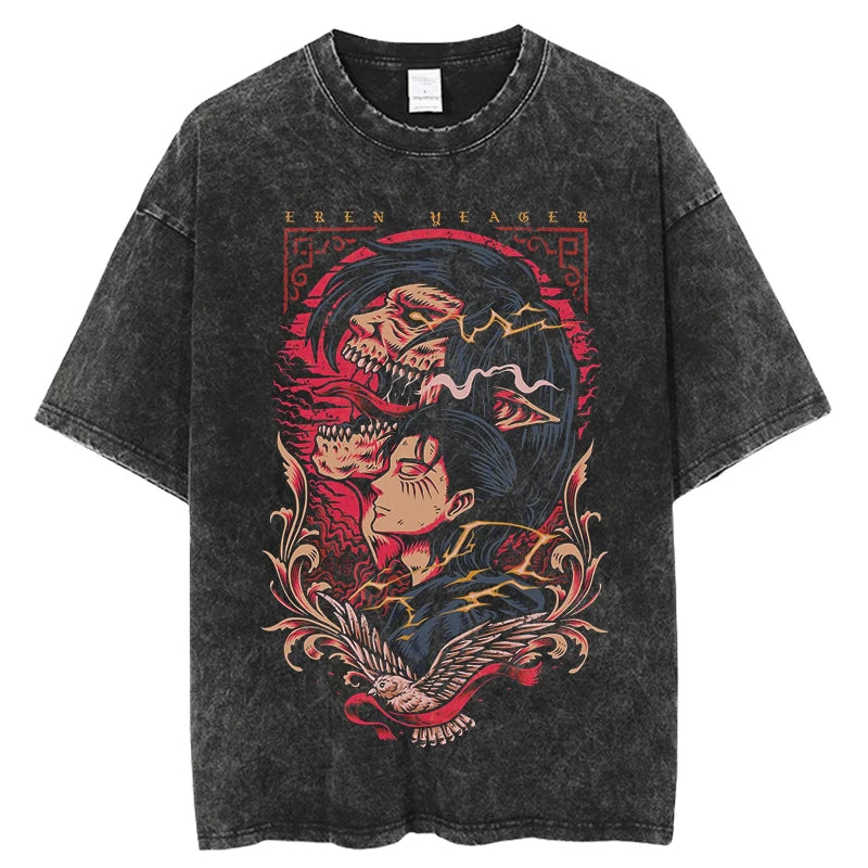 Harajuku Anime Attack on Titan Levi Ackerman Print Tee Men Women Comfortable T-shirts Casual Loose T Shirt Male Cotton Tshirt