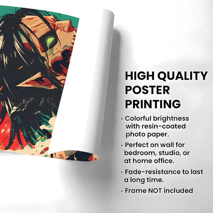 Anime Attack on Titan Poster Self-adhesive Art Waterproof Paper Sticker Coffee House Bar Room Wall Decor