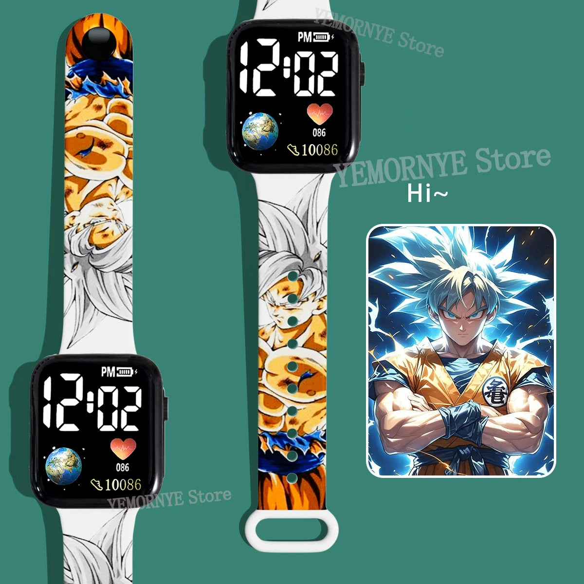 Bandai Dragon Ball Z 2 Fashion Cartoon Action Printing Anime LED Type Watches Kids Watch Birthday Gifts Toys