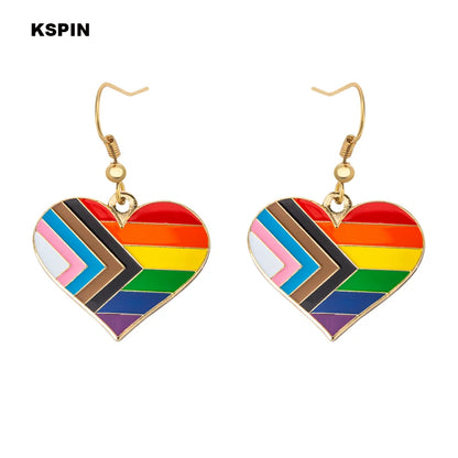 Progress Pride Heart Shaped Lapel Pin Flag badge Brooch Pins Badges