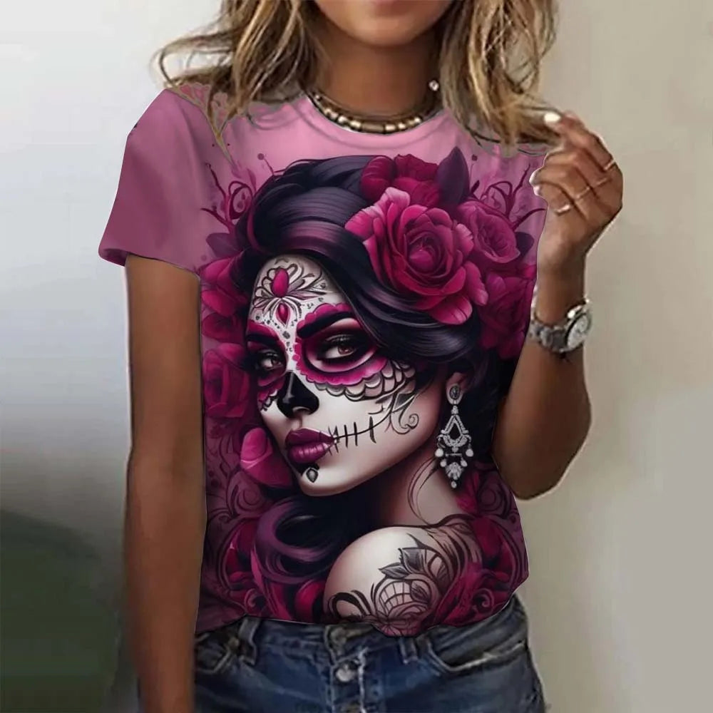 Day Of The Dead Skull Oversized T-Shirt