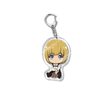 Attack On Titan Acrylic Figure Display Cartoon Keychain Eren Mikasa Levi Anime Desk Ornament Key Ring Accessories Q Version