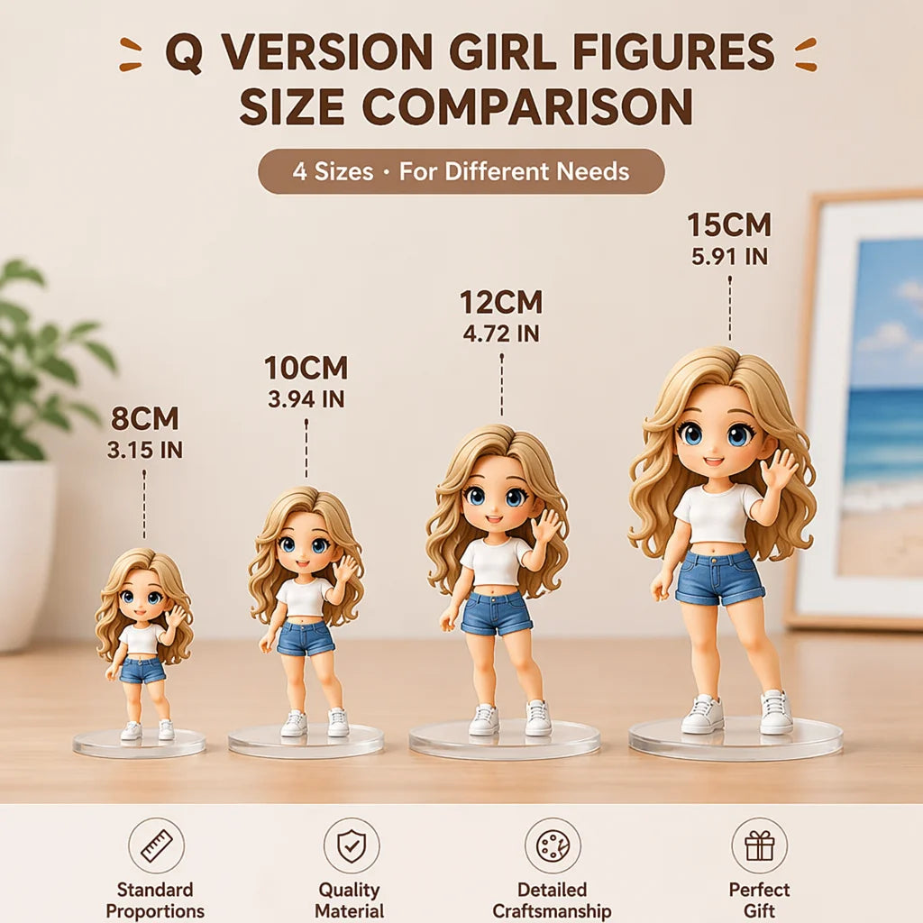 Q-Version Doll 3D Full-Color Printing Custom Photo Figurine Gift for Best Friend Female Character Model Portrait