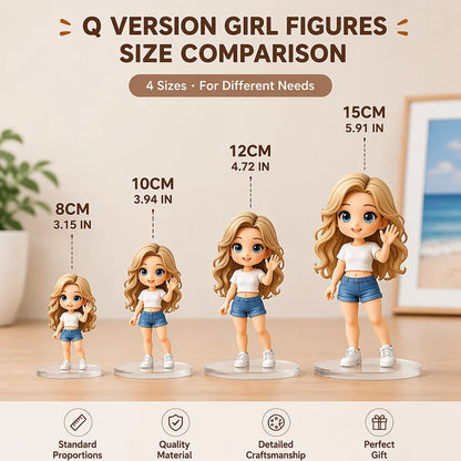 Q-Version Doll 3D Full-Color Printing Custom Photo Figurine Gift for Best Friend Female Character Model Portrait
