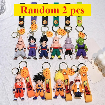 Anime Dragon Ball Keychain Fashion Jewelry Son Goku Vegeta Piccolo Action Figures 8CM PVC Key Ring for Men Women Bag Pendant