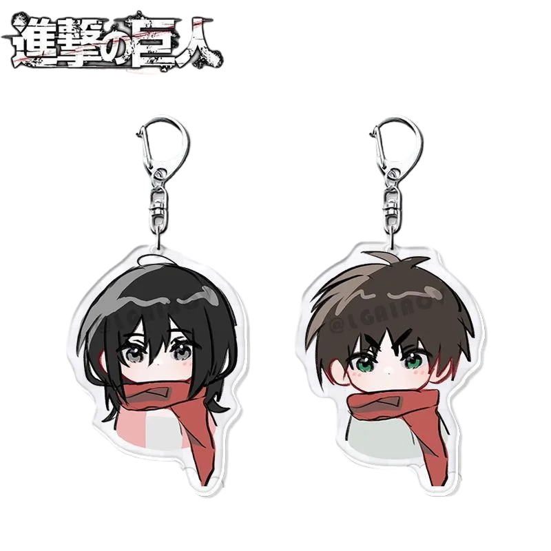Cute Attack on Titan Eren Mikasa Acrylic Keychain, Cartoon Backpack Charms, High-end Look Phone Pendant Anime Accessories Gift