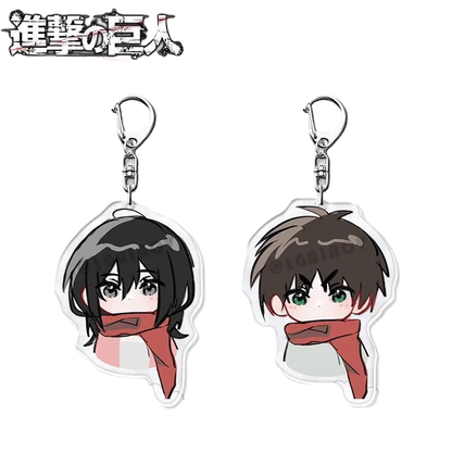 Cute Attack on Titan Eren Mikasa Acrylic Keychain, Cartoon Backpack Charms, High-end Look Phone Pendant Anime Accessories Gift