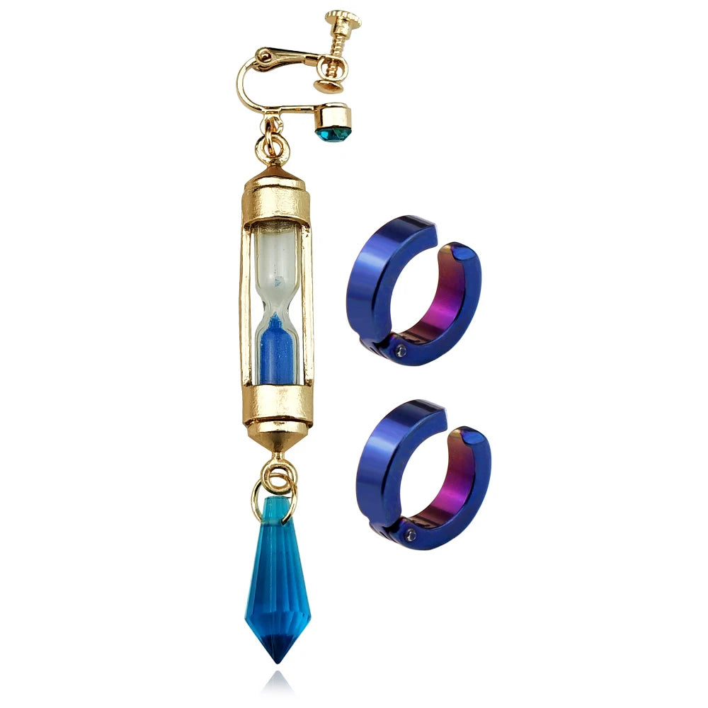 Anime Vanitas Earrings The Case Study of Vanitas No Karte Props Hourglass Earrings Ear Cuff Cosplay Jewelry Ear Studs Gifts
