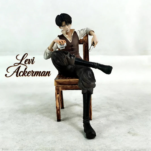 18cm Anime Attack On Titan GK Captain Levi Ackerman Sitting Figure High-Quality Statue Collectible Model Toy Desktop Decor Gift