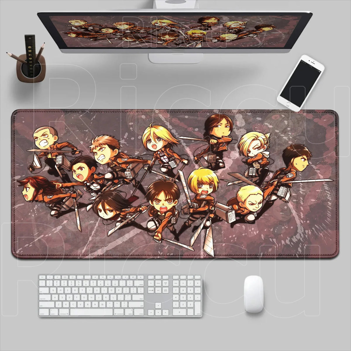New HD Printing Attack on Titan Anime Desk Mat Large Lock Edge Mouse Pad Computer Mousepad Gaming Laptop Keyboard Mouse Mats Rug