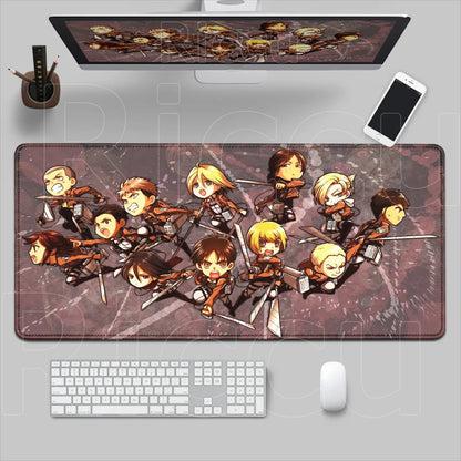 New HD Printing Attack on Titan Anime Desk Mat Large Lock Edge Mouse Pad Computer Mousepad Gaming Laptop Keyboard Mouse Mats Rug
