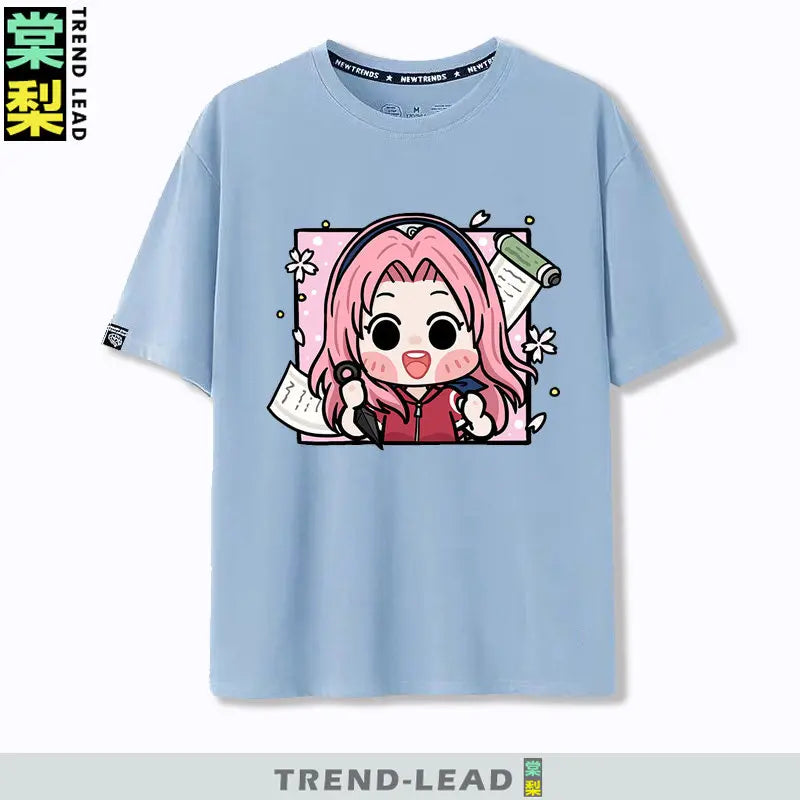Naruto Q-version Uzumaki Naruto Obito Uchiha Sasuke Cartoon Character Children's Short Sleeved Loose Trendy Parent-child T-shirt
