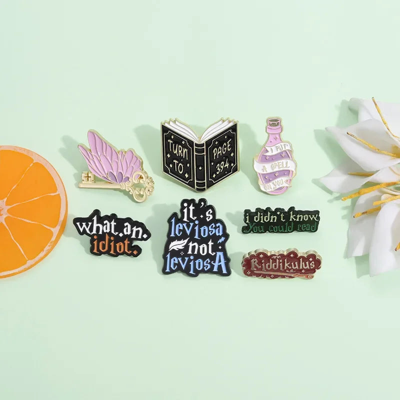 My Broom is in The Shop Brooch Enamel Pins Funny Text Magic Bottle Brooches Lapel Badges Backpack Jewelry Fan Gift Wholesale