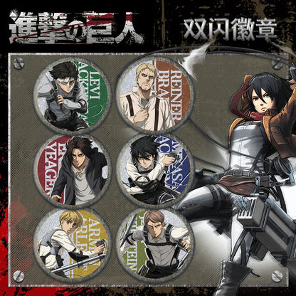 Attack on Titan 58 Badge Plain Glossy Film 58 Pin Anime Eren Yeager Ackerman Merchandise Souvenirs Collectibles Action Figures