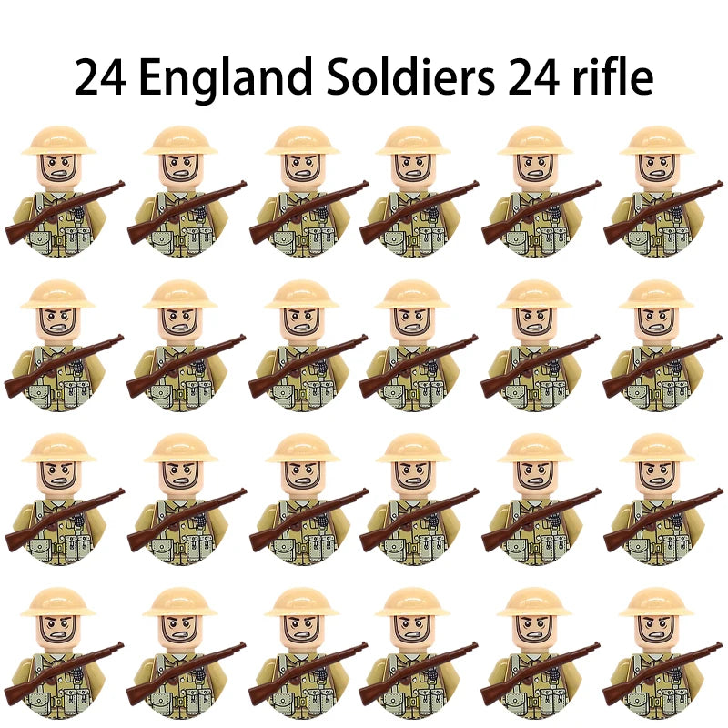 24pcs/batch WW2 Military Character WW2 Army Building Blocks Military Soldier Character Building Blocks Kids Holiday Gift Toys