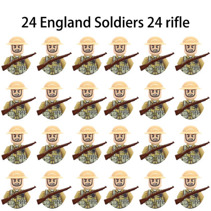 24pcs/batch WW2 Military Character WW2 Army Building Blocks Military Soldier Character Building Blocks Kids Holiday Gift Toys